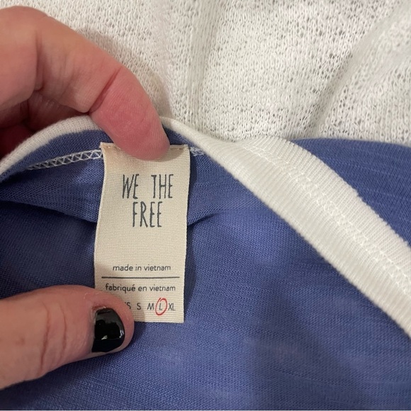 Free People Batwing Oversized Flowy Boho Color Block w/Florals Raw Hem Size L - Picture 13 of 14